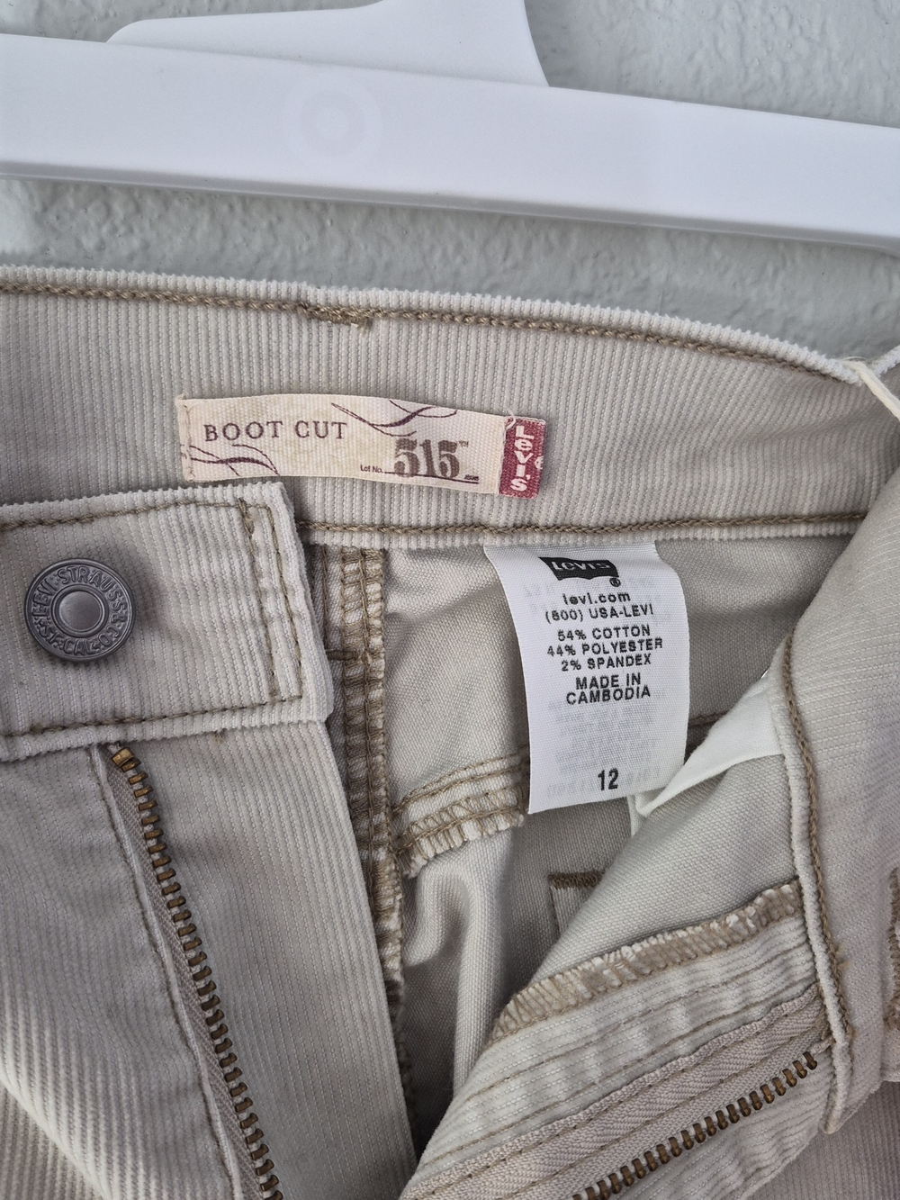 Vtg Levis 515 NWT Corduroy Bootcut 12 Medium Misses Beige Tan Deadstock USA 90s - Picture 4 of 10